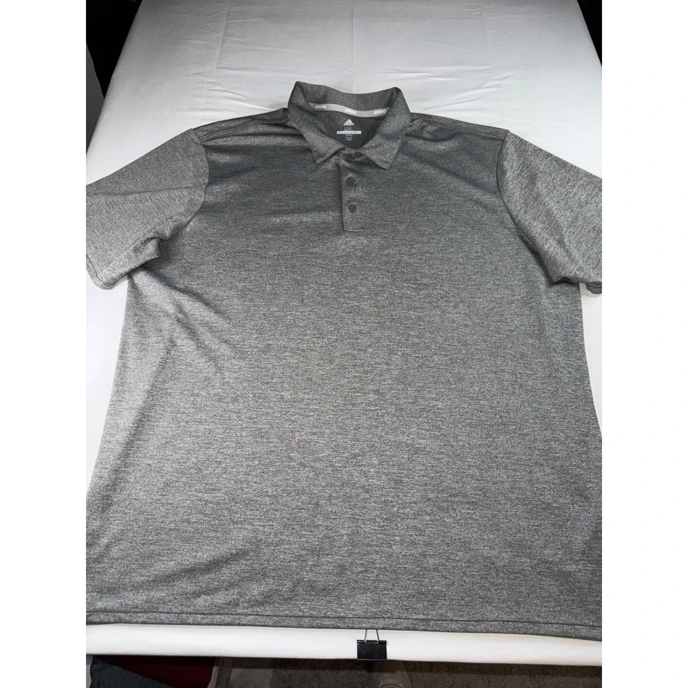 Adidas Golf Mens 2XL Charcoal Gray Heather Performance Polo Shirt Short Sleeve